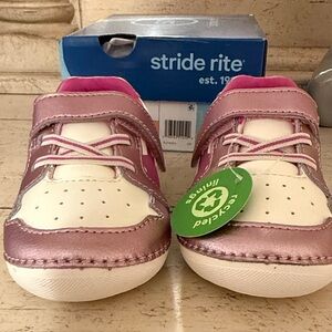 NIB Stride Rite Waverly - Metallic Pink and White Sneakers Little Kid Size 6W